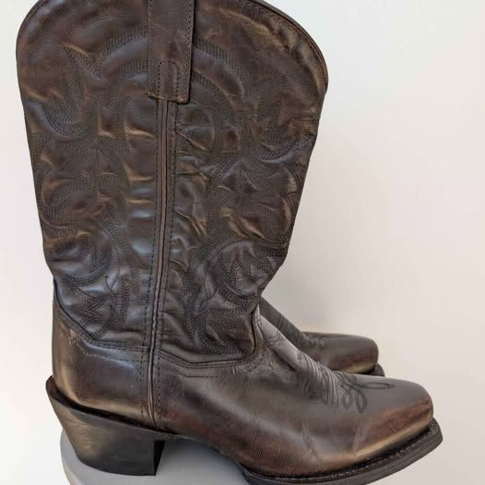 Laredo Mens Western Hawk Embroidered Snip Toe Casual Boots Mid Calf - Black Size
